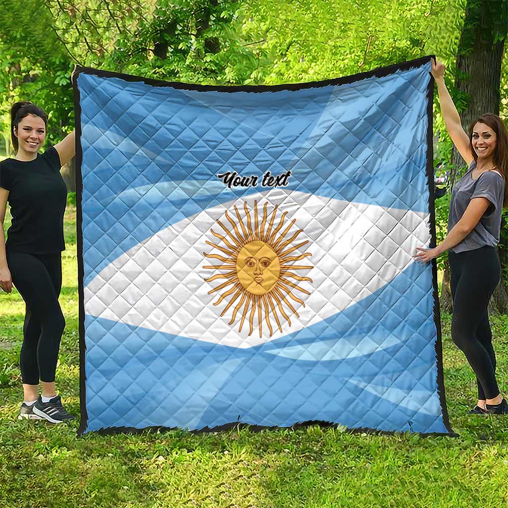 Argentina Flag Day Personalized Quilt Simple Sol de Mayo