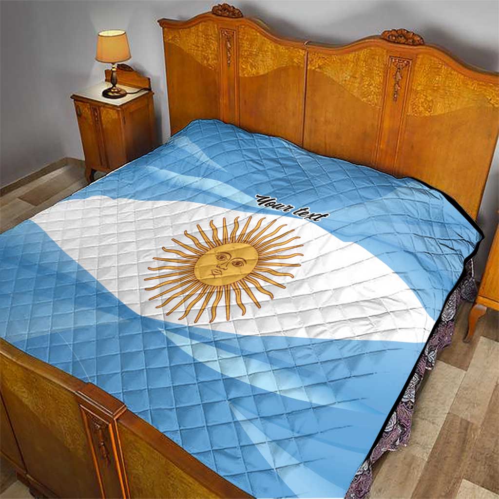 Argentina Flag Day Personalized Quilt Simple Sol de Mayo