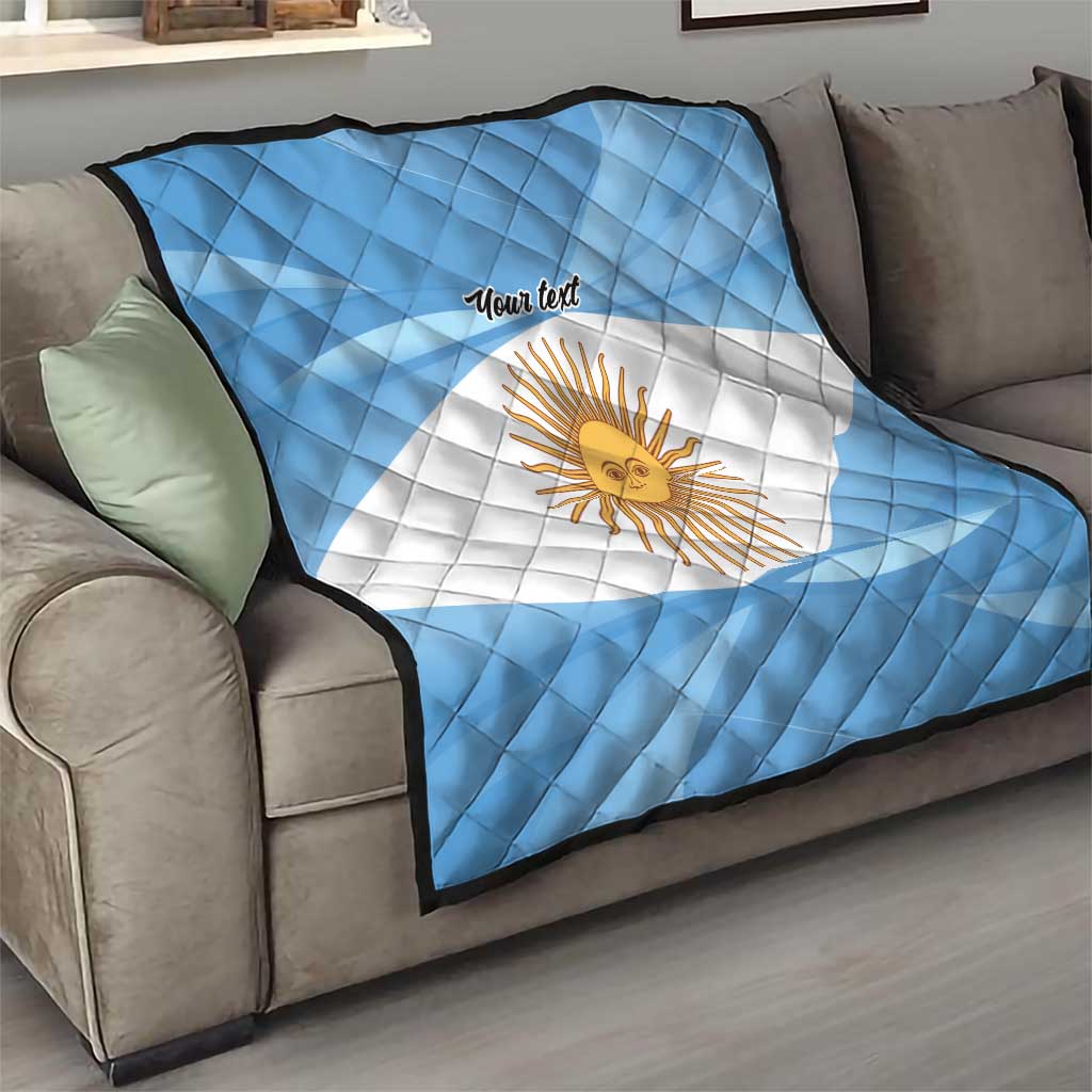 Argentina Flag Day Personalized Quilt Simple Sol de Mayo