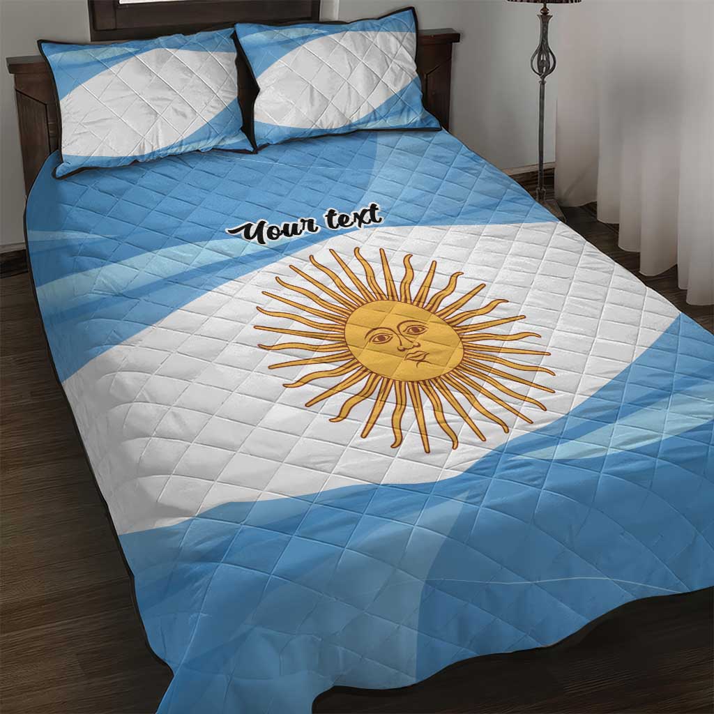 Argentina Flag Day Personalized Quilt Bed Set Simple Sol de Mayo