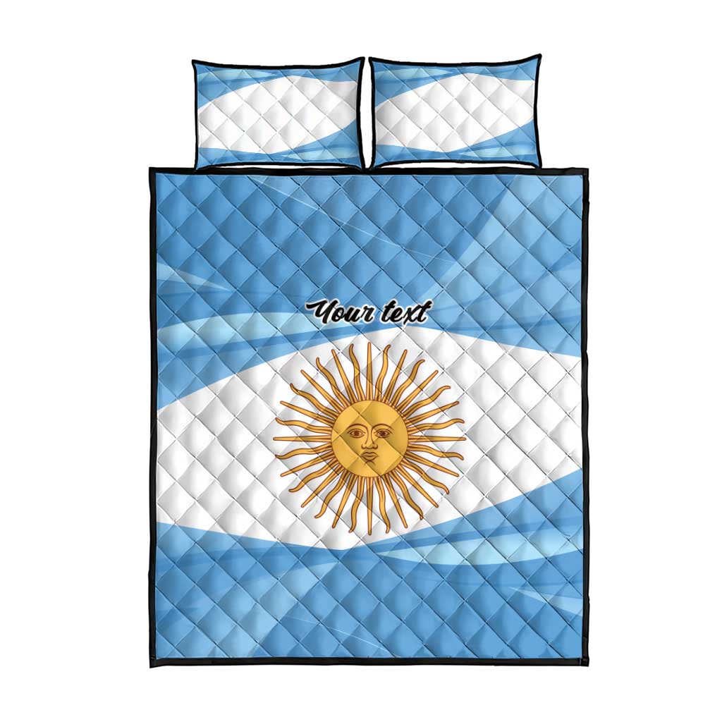 Argentina Flag Day Personalized Quilt Bed Set Simple Sol de Mayo