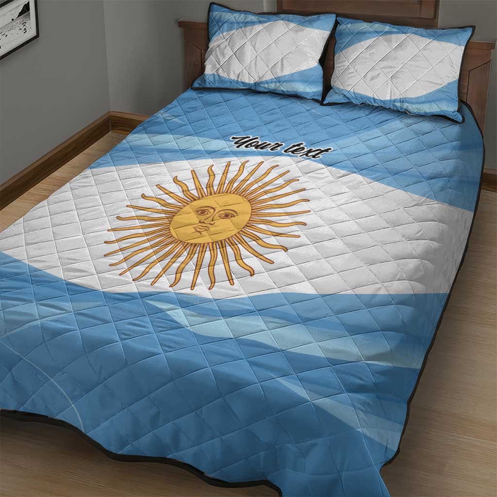 Argentina Flag Day Personalized Quilt Bed Set Simple Sol de Mayo