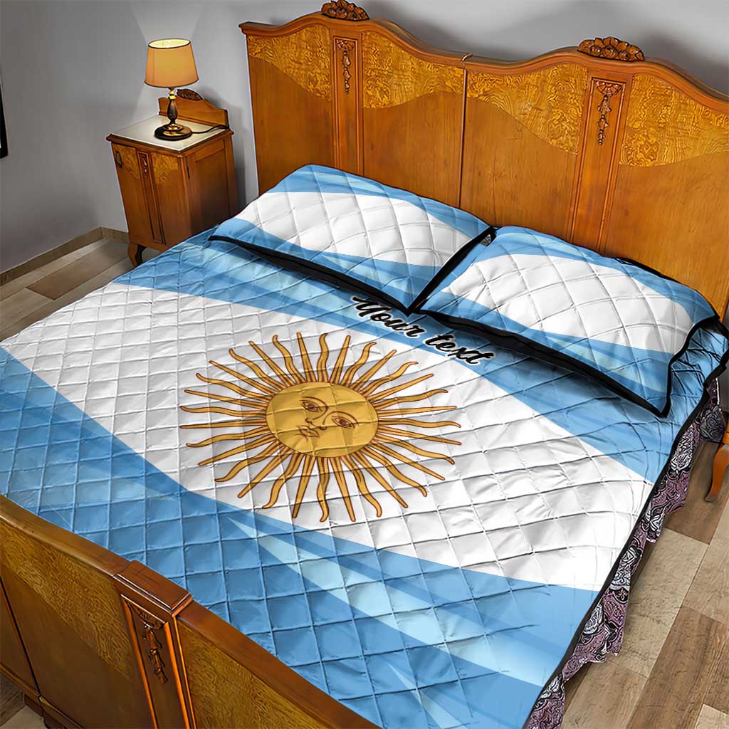 Argentina Flag Day Personalized Quilt Bed Set Simple Sol de Mayo