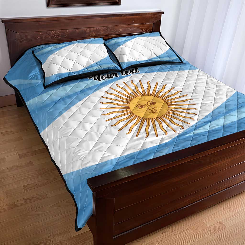 Argentina Flag Day Personalized Quilt Bed Set Simple Sol de Mayo