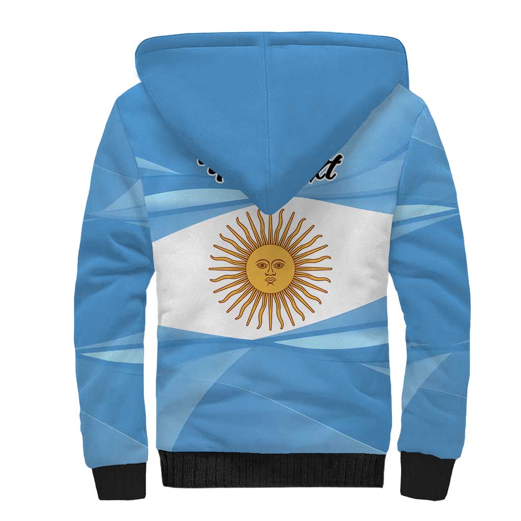 Argentina Flag Day Personalized Sherpa Hoodie Simple Sol de Mayo