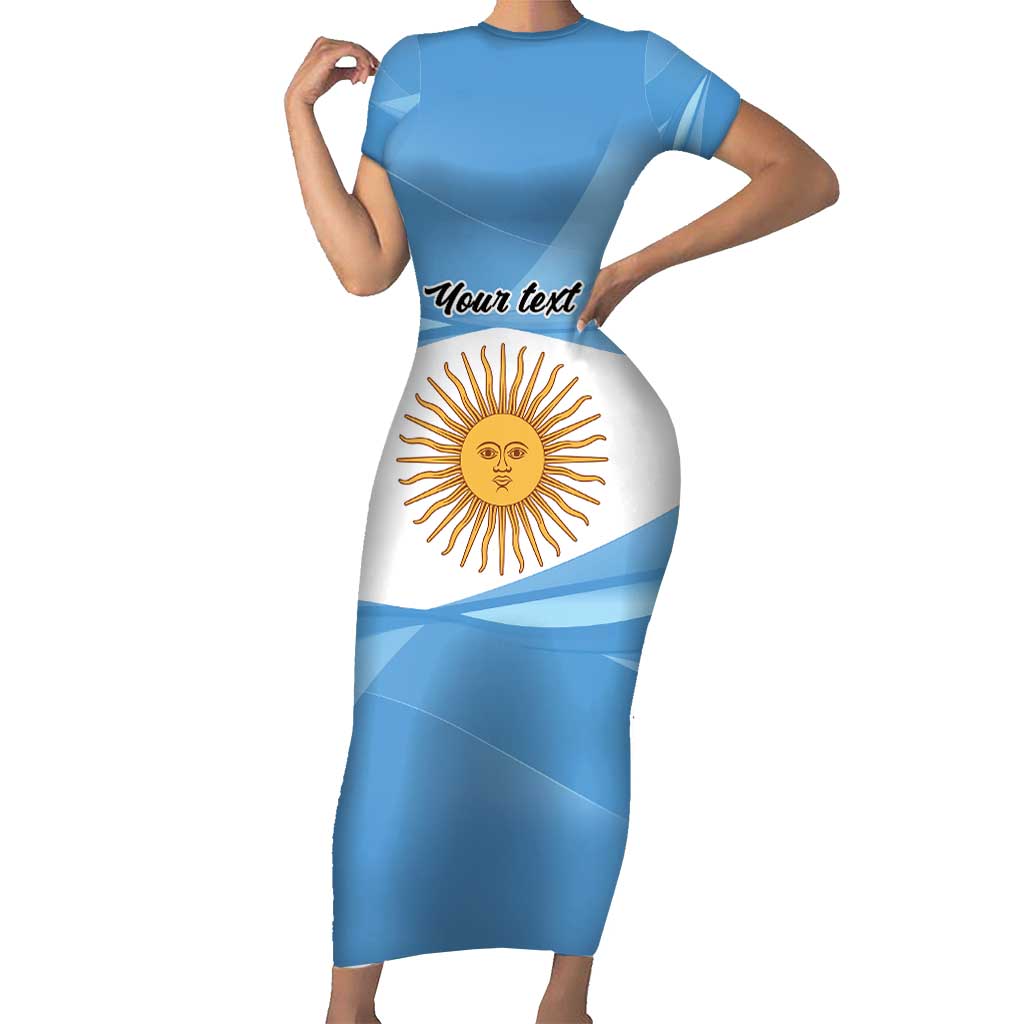 Argentina Flag Day Personalized Short Sleeve Bodycon Dress Simple Sol de Mayo