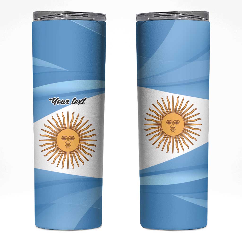 Argentina Flag Day Personalized Skinny Tumbler Simple Sol de Mayo