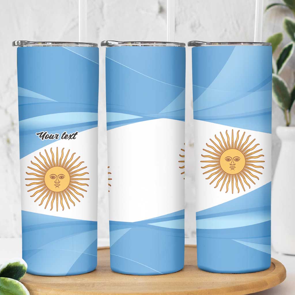 Argentina Flag Day Personalized Skinny Tumbler Simple Sol de Mayo