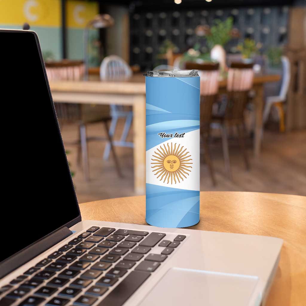 Argentina Flag Day Personalized Skinny Tumbler Simple Sol de Mayo