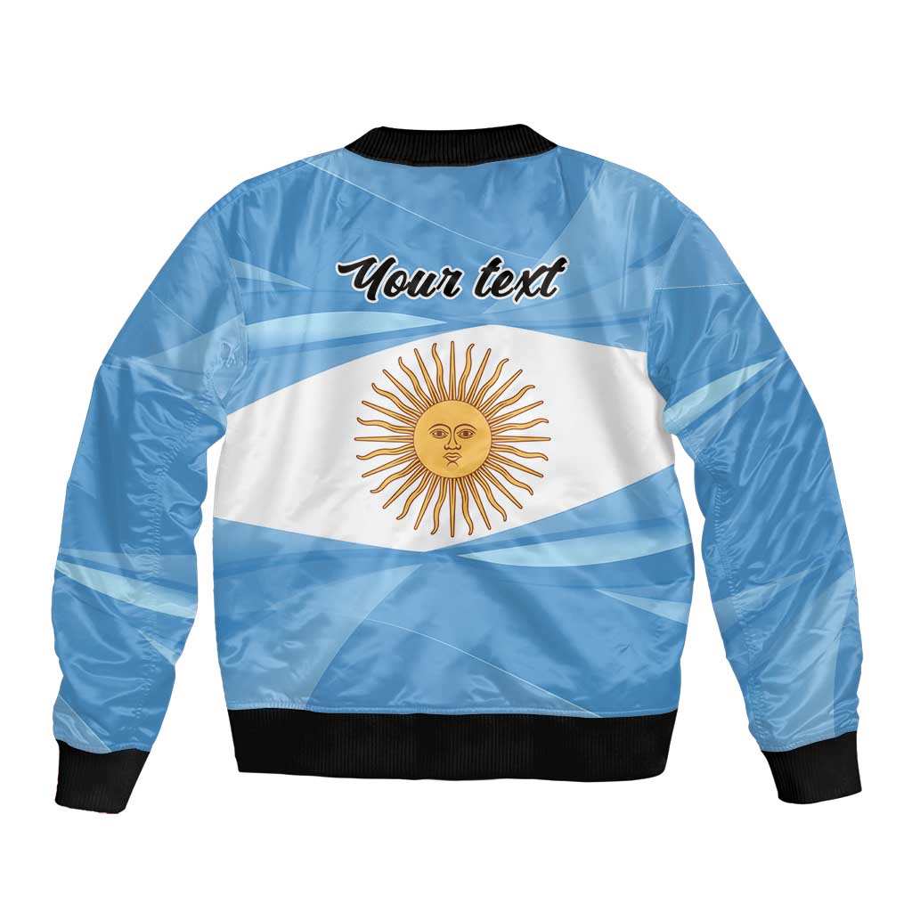Argentina Flag Day Personalized Sleeve Zip Bomber Jacket Simple Sol de Mayo