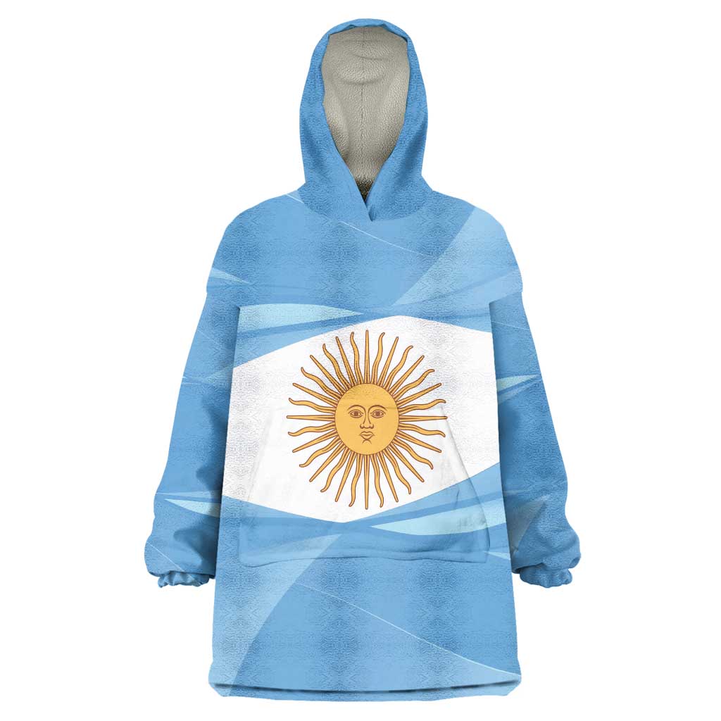 Argentina Flag Day Personalized Wearable Blanket Hoodie Simple Sol de Mayo