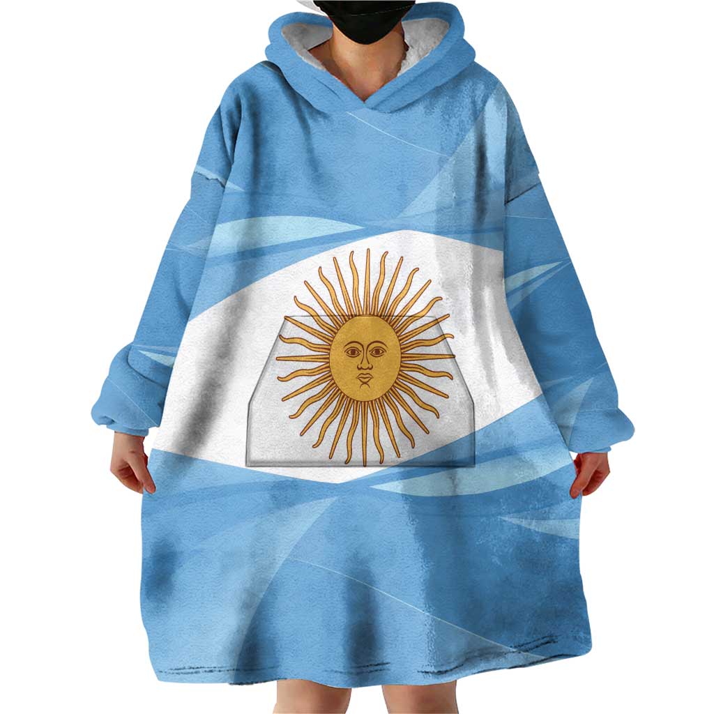 Argentina Flag Day Personalized Wearable Blanket Hoodie Simple Sol de Mayo