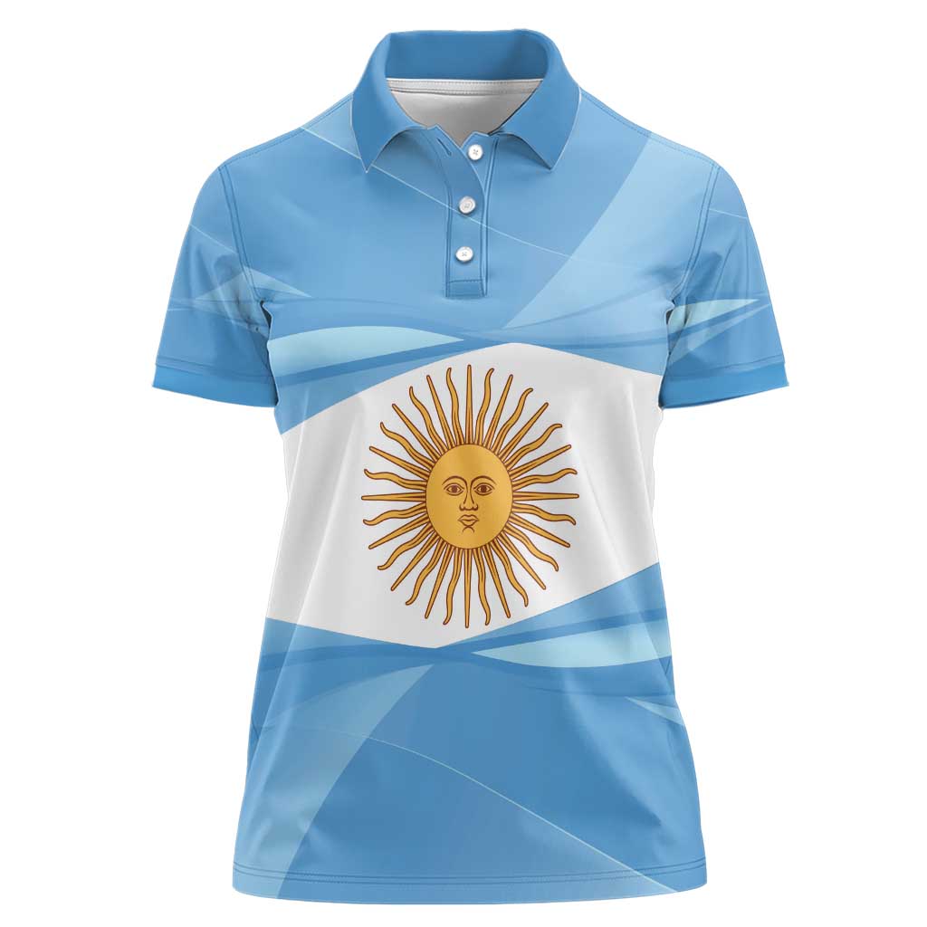 Argentina Flag Day Personalized Women Polo Shirt Simple Sol de Mayo