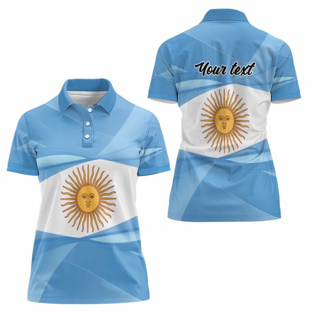 Argentina Flag Day Personalized Women Polo Shirt Simple Sol de Mayo