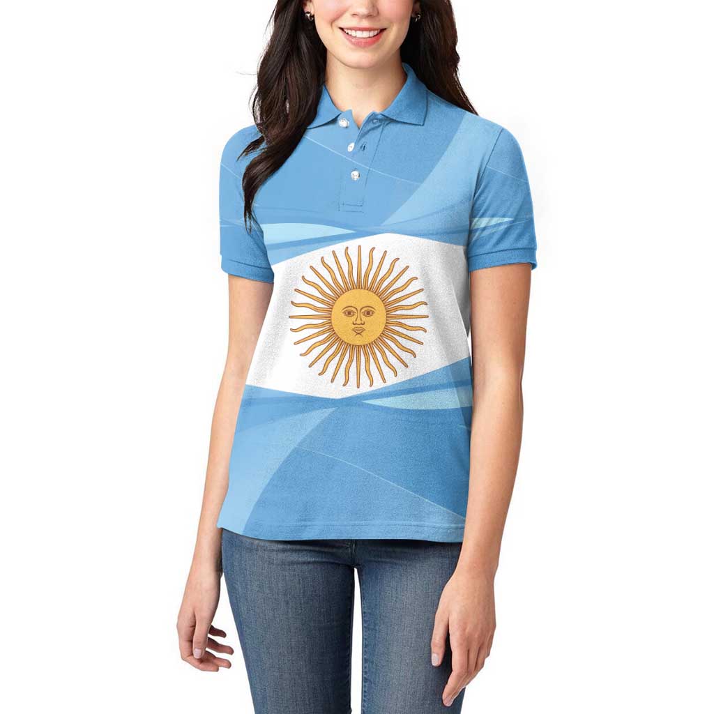 Argentina Flag Day Personalized Women Polo Shirt Simple Sol de Mayo