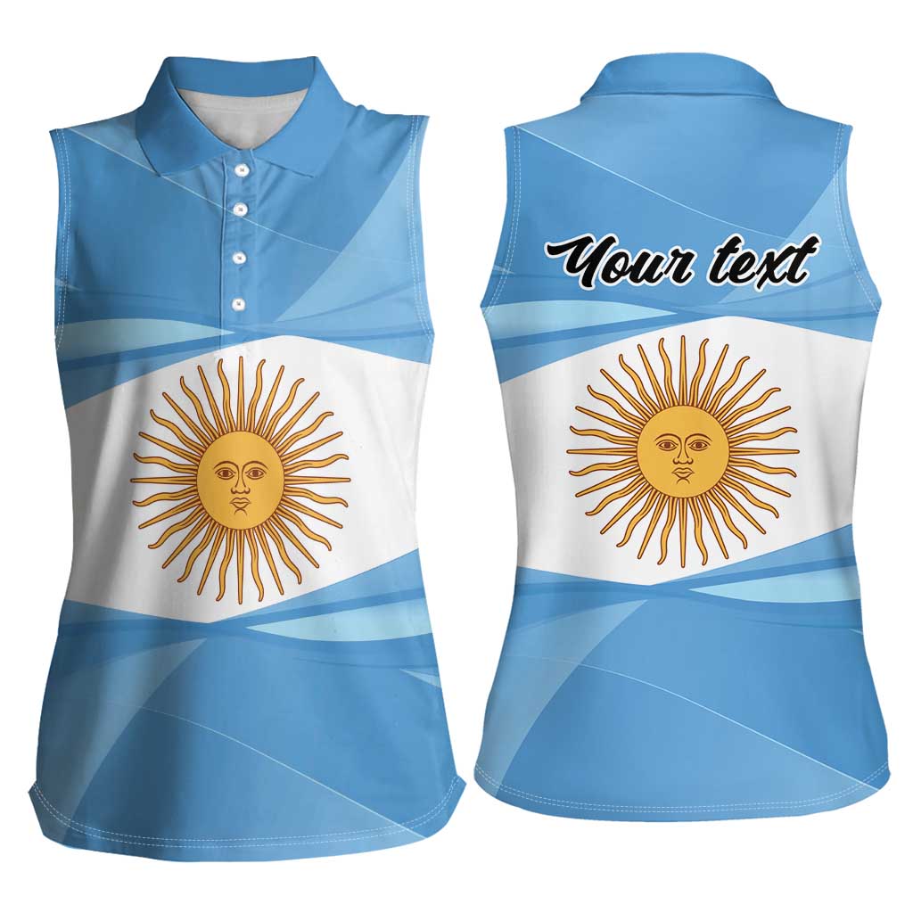 Argentina Flag Day Personalized Women Sleeveless Polo Shirt Simple Sol de Mayo