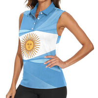 Argentina Flag Day Personalized Women Sleeveless Polo Shirt Simple Sol de Mayo