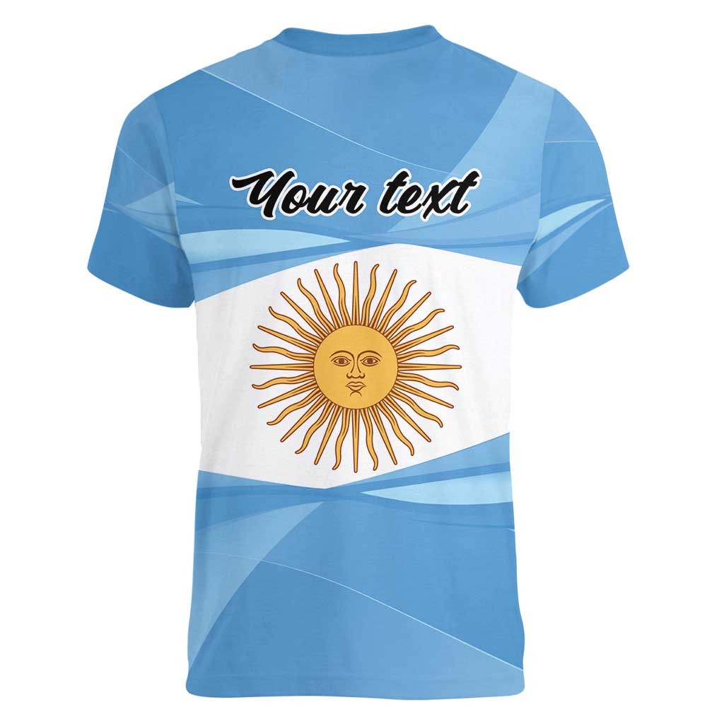 Argentina Flag Day Personalized Women V-Neck T-Shirt Simple Sol de Mayo