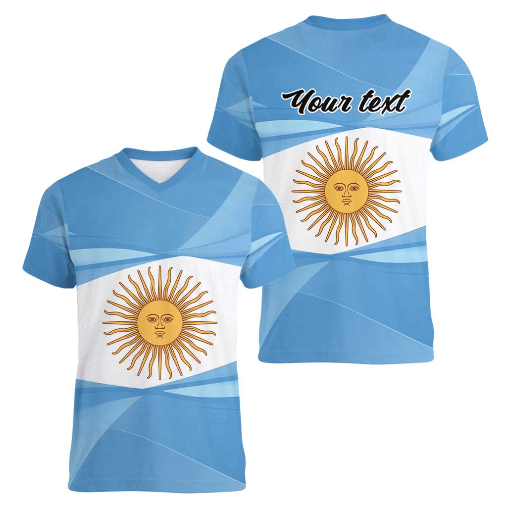 Argentina Flag Day Personalized Women V-Neck T-Shirt Simple Sol de Mayo