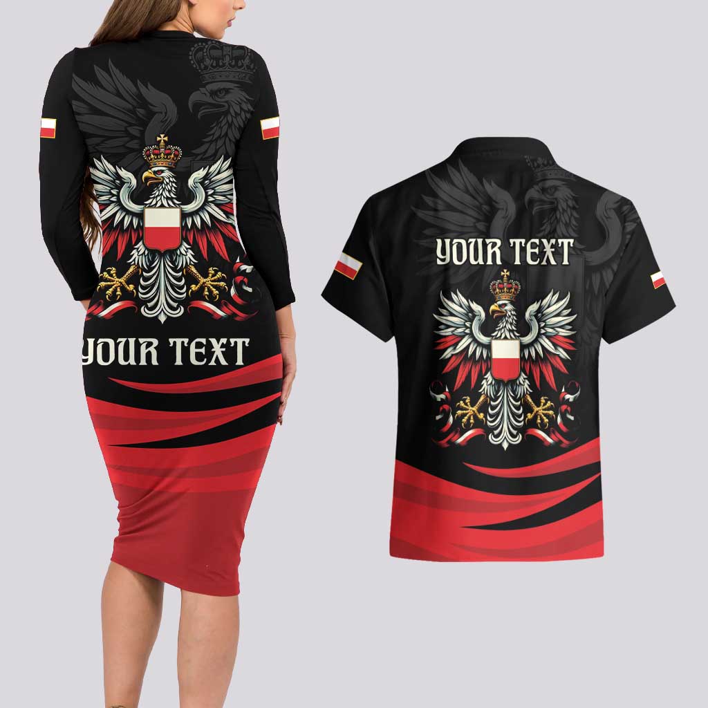 Poland National Flag Day Personalized Couples Matching Long Sleeve Bodycon Dress and Hawaiian Shirt Polsk Eagle Proud to be Poland