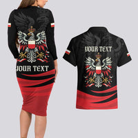 Poland National Flag Day Personalized Couples Matching Long Sleeve Bodycon Dress and Hawaiian Shirt Polsk Eagle Proud to be Poland