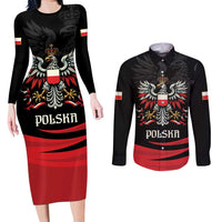 Poland National Flag Day Personalized Couples Matching Long Sleeve Bodycon Dress and Long Sleeve Button Shirt Polsk Eagle Proud to be Poland