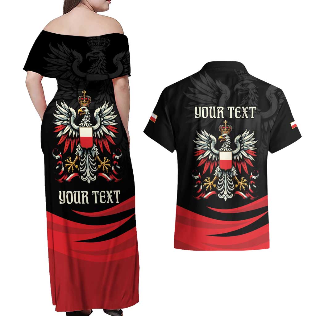 Poland National Flag Day Personalized Couples Matching Off Shoulder Maxi Dress and Hawaiian Shirt Polsk Eagle Proud to be Poland