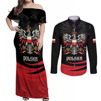 Poland National Flag Day Personalized Couples Matching Off Shoulder Maxi Dress and Long Sleeve Button Shirt Polsk Eagle Proud to be Poland
