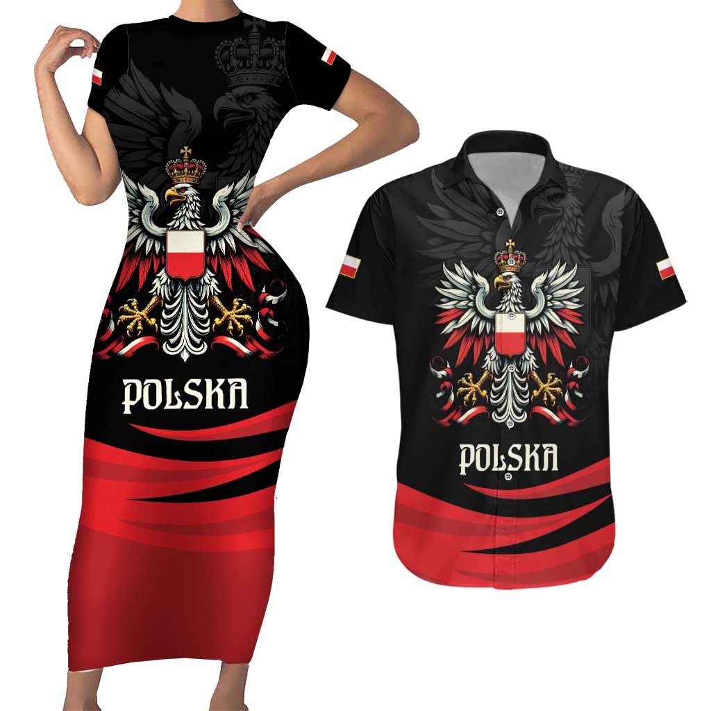 Poland National Flag Day Personalized Couples Matching Short Sleeve Bodycon Dress and Hawaiian Shirt Polsk Eagle Proud to be Poland