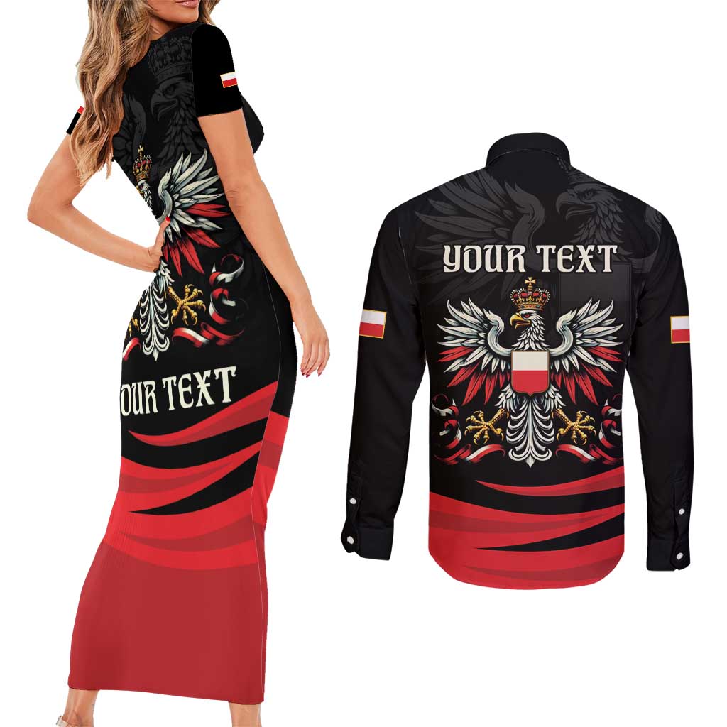 Poland National Flag Day Personalized Couples Matching Short Sleeve Bodycon Dress and Long Sleeve Button Shirt Polsk Eagle Proud to be Poland