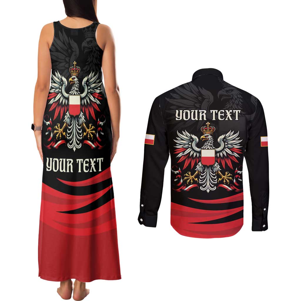 Poland National Flag Day Personalized Couples Matching Tank Maxi Dress and Long Sleeve Button Shirt Polsk Eagle Proud to be Poland