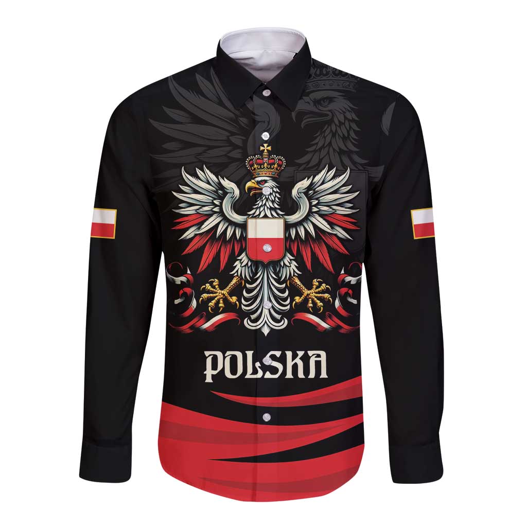 Poland National Flag Day Personalized Long Sleeve Button Shirt Polsk Eagle Proud to be Poland