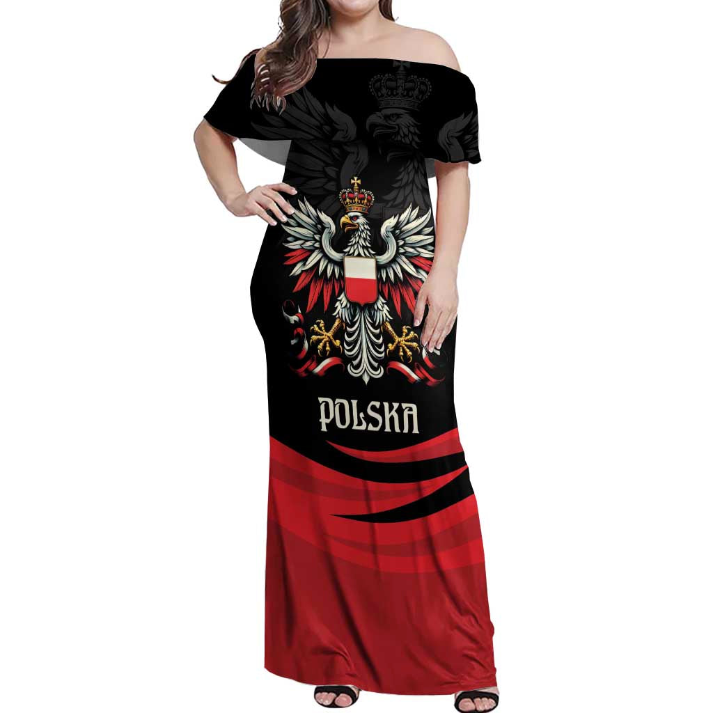 Poland National Flag Day Personalized Off Shoulder Maxi Dress Polsk Eagle Proud to be Poland