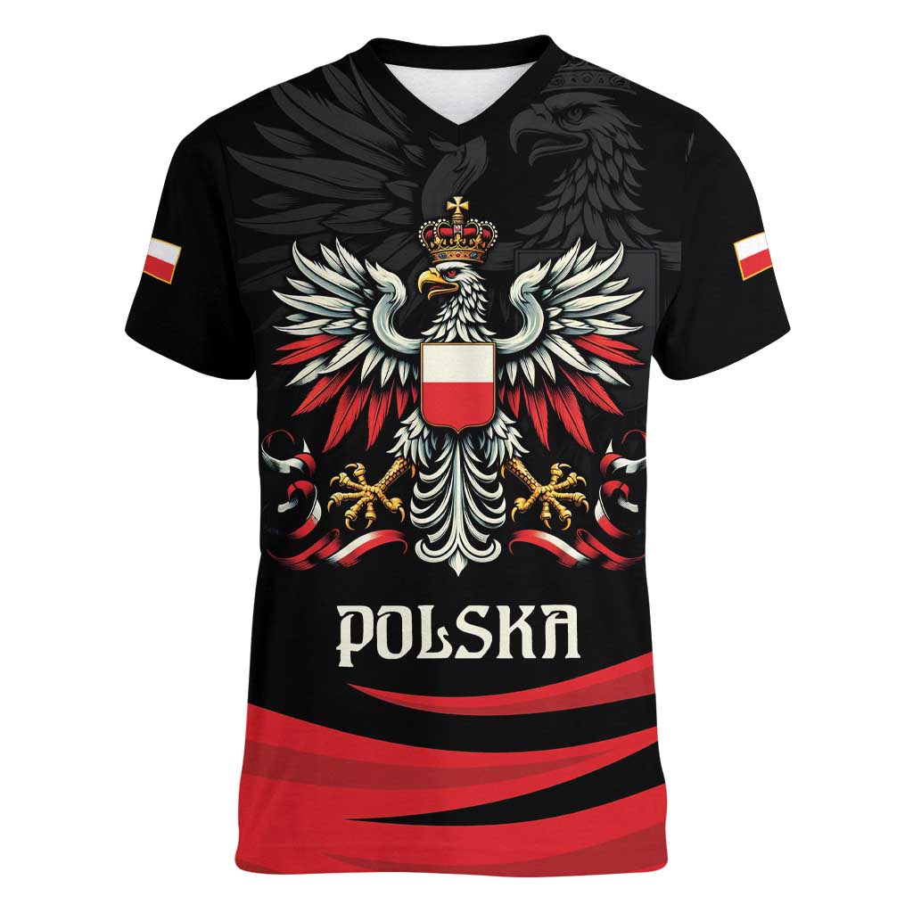 Poland National Flag Day Personalized Women V-Neck T-Shirt Polsk Eagle Proud to be Poland
