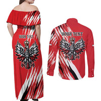Poland National Flag Day Personalized Couples Matching Off Shoulder Maxi Dress and Long Sleeve Button Shirt Polsk Eagle Simple Style