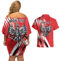Poland National Flag Day Personalized Couples Matching Off Shoulder Short Dress and Hawaiian Shirt Polsk Eagle Simple Style