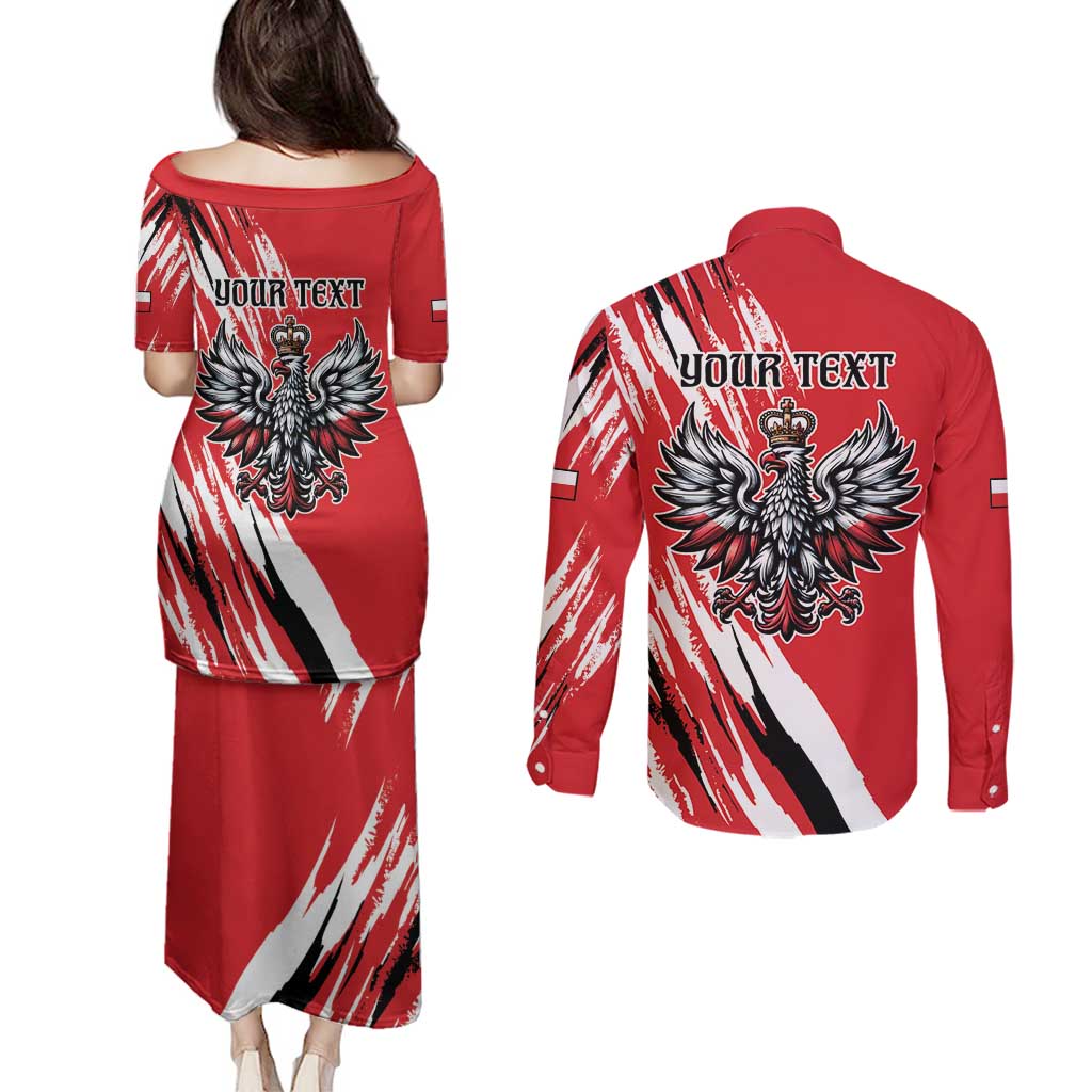 Poland National Flag Day Personalized Couples Matching Puletasi and Long Sleeve Button Shirt Polsk Eagle Simple Style