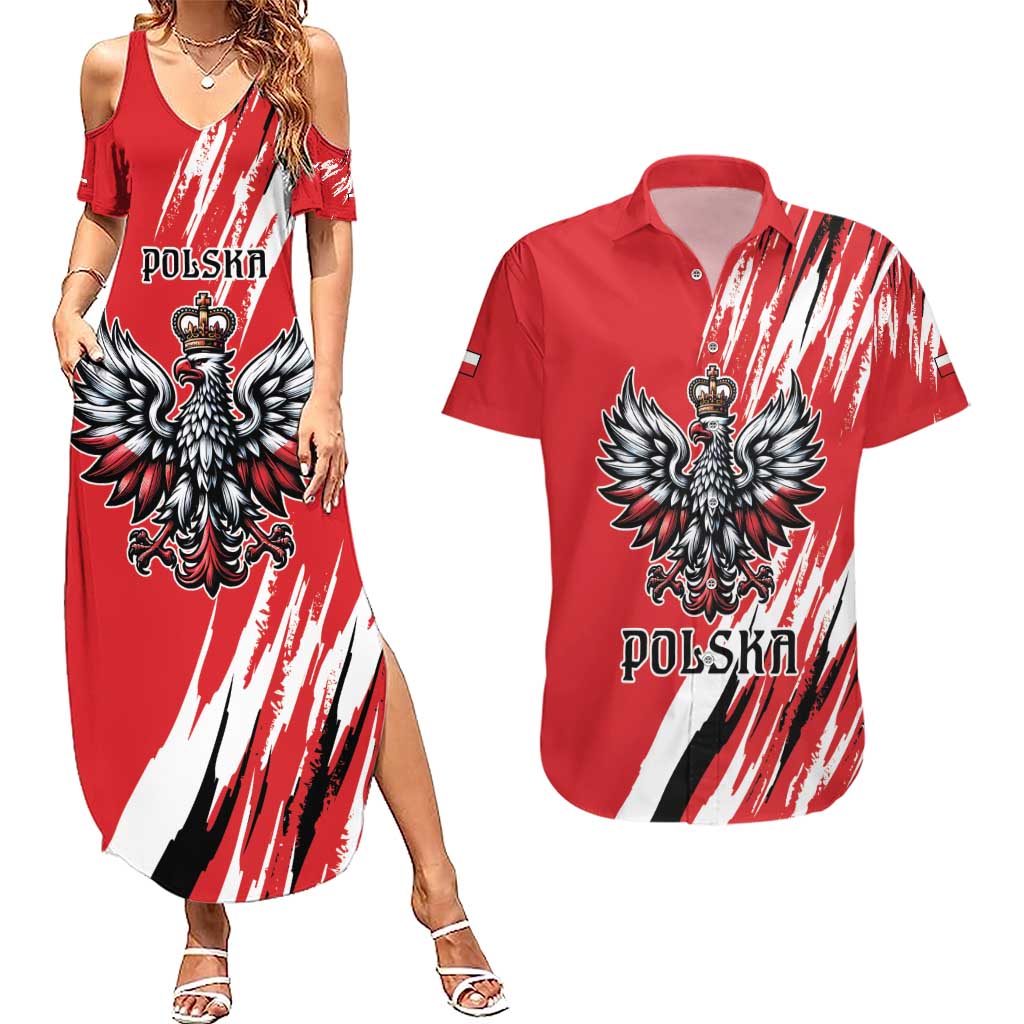 Poland National Flag Day Personalized Couples Matching Summer Maxi Dress and Hawaiian Shirt Polsk Eagle Simple Style