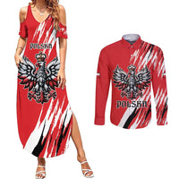 Poland National Flag Day Personalized Couples Matching Summer Maxi Dress and Long Sleeve Button Shirt Polsk Eagle Simple Style