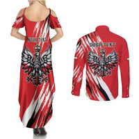Poland National Flag Day Personalized Couples Matching Summer Maxi Dress and Long Sleeve Button Shirt Polsk Eagle Simple Style