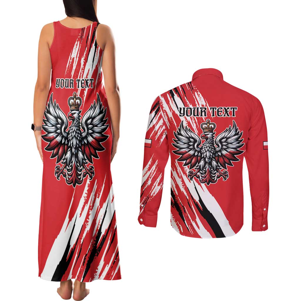 Poland National Flag Day Personalized Couples Matching Tank Maxi Dress and Long Sleeve Button Shirt Polsk Eagle Simple Style