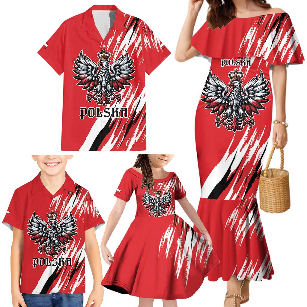 Poland National Flag Day Personalized Family Matching Mermaid Dress and Hawaiian Shirt Polsk Eagle Simple Style