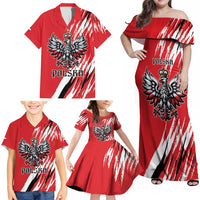 Poland National Flag Day Personalized Family Matching Off Shoulder Maxi Dress and Hawaiian Shirt Polsk Eagle Simple Style