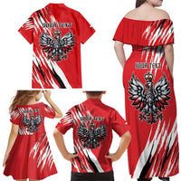 Poland National Flag Day Personalized Family Matching Off Shoulder Maxi Dress and Hawaiian Shirt Polsk Eagle Simple Style