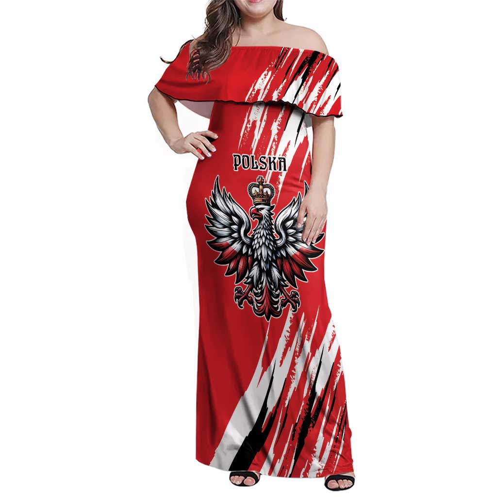 Poland National Flag Day Personalized Family Matching Off Shoulder Maxi Dress and Hawaiian Shirt Polsk Eagle Simple Style