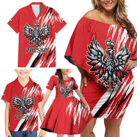 Poland National Flag Day Personalized Family Matching Off Shoulder Short Dress and Hawaiian Shirt Polsk Eagle Simple Style