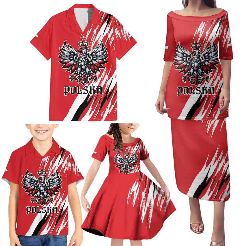 Poland National Flag Day Personalized Family Matching Puletasi and Hawaiian Shirt Polsk Eagle Simple Style