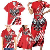 Poland National Flag Day Personalized Family Matching Short Sleeve Bodycon Dress and Hawaiian Shirt Polsk Eagle Simple Style