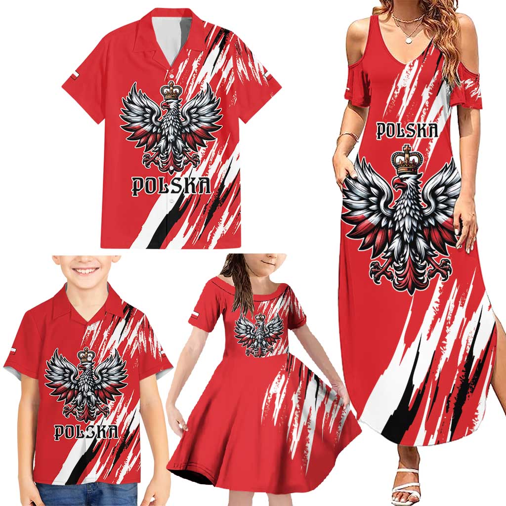 Poland National Flag Day Personalized Family Matching Summer Maxi Dress and Hawaiian Shirt Polsk Eagle Simple Style