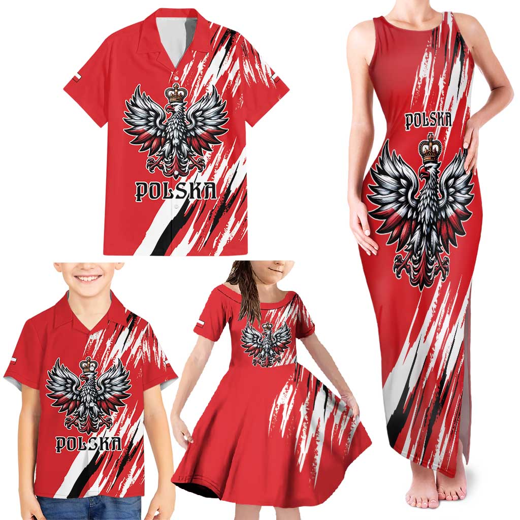 Poland National Flag Day Personalized Family Matching Tank Maxi Dress and Hawaiian Shirt Polsk Eagle Simple Style